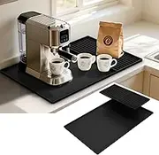 Coffee Mat Silicone Coffee Machine Mat with Raised Edge Removable & Coffee Bar Mat for Countertops, Dish Drying Mat Fits Under Coffee Maker & Dish Rack, Coffee Bar Accessories (Black, 40x60cm)