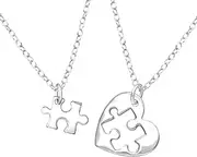 [Hello Halo] Sterling Silver Heart Puzzle Necklace Pair