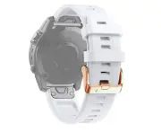 For Garmin Fenix 6S 20mm Rose Gold Buckle Silicone Strap(White)