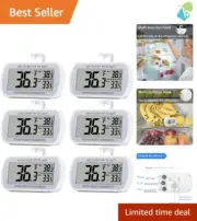 Accurate Digital Fridge Freezer Thermometer - 6 Pack with LCD and Max/Min Memory