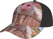 [EdWal] Funny Cute Pig Print Fashion Hat Adjustable Baseball Cap Dad Hat Quick Dry Mesh Back Ball Caps for Men Women Black, Black, One size