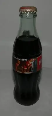 1995 COCA COLA SANTA CHRISTMAS BOTTLE UNOPENED FIREPLACE