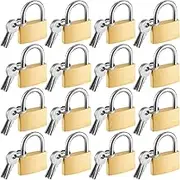 Kenning 16 Pcs Solid Keyed Alike Padlocks 1.18" Solid Brass Padlock with Key Weatherproof Luggage Locks Suitcase Lock Wide Body with Hardened Steel Shackle for Sheds, Storage Unit, Gym Fence