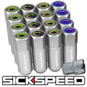 SICKSPEED 16 PC POLISHED/NEO CHROME EXTENDED 60MM LOCKING LUG NUTS 1/2X20 L30
