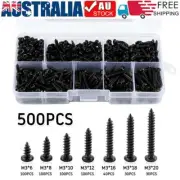 500PC Black M3 Cross Recessed Round Head Steel Self Tapping Screws Assorted #