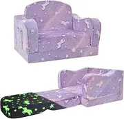 Thick Comfy Toddler Chair and Couch for Kids,2-in-1 Soft Plush Fold Out Sofa for Children,Convertible Couch to Lounger for Toddler