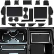 LOCOY Center Console Liner for Honda CRV Accessories 2023 2024 2025, for CR-V Cup Holder Mat, Door Slot Pad, Coaster Trim, Non-Slip Dust Interior, Custom Rubber Decoration Insert (17pcs, White Trims)