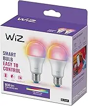 WiZ Smart Colour Bulb, E27, 8.5W, Tunable, Motion Sensor with App, Connected WiFi Compatible with Alexa, Google Assistant & HomeKit, App Control for Home Indoor Lighting, Bedroom, 2Pack