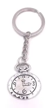 Watch Wall Clock Keychain Pendant Silver Made of Metal