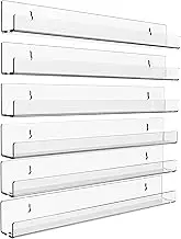 Clear Acrylic Wall Mounted Floating Shelf for Kids Room,15" Invisible Modern Picture Ledge Display Bookshelf,6 Pack Bathroom Storage Ledge Shelves Toy Display Organizer Decor