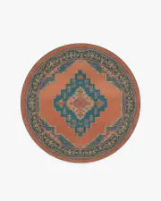 185' Round | Machine Washable Runner Rug | Kid & Pet Friendly | Indoor Rug | Matthew Williamson Sunset Bazaar Tropic Coral Rug | Ruggable