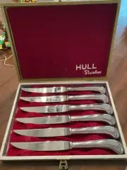 Vintage Hull Stainless Steak Knives - Set of Six (6) - In Original Case!
