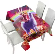 Cool Crazy Art Outer Space Cat Riding on Llama Unicorn Tablecloth