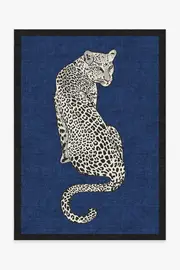 150' x 215' | Machine Washable Runner Rug | Kid & Pet Friendly | Indoor Rug | Snow Leopard Sapphire Rug by Jonathan Adler | Ruggable