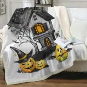 Halloweens Haunted House Throw Blanket
