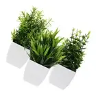 3 Pcs Mini Artificial Plant Pots Plants Fake Small Office Bonsai