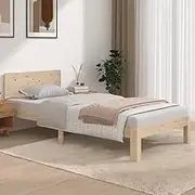 Modern Wood Bed Frame with Headboard, 90x190 cm, Solid Pinewood Platform Base, Low-Profile Design, Sturdy Slats for Mattress Support, Ideal for Small Rooms, Bedroom Decor, Single Bed Frames