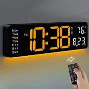 Digital Wall Clock, 17.3" Large Display Digital Clock with Remote Control, Au...