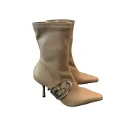 Diesel Eclipse Boot Logo Women's Sandy Beige EUR 40/US 9-9.5 Pointed Toe $595