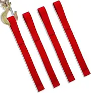 Wowangce 3 Pcs Winch Hook Pull Straps 1 Inch Wide 12 Inches Long Hook Strap Nylon Winch Strap for Cable Rope, Red