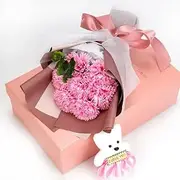 7 Soap Carnation Bouquet Gift Box Mothers Day Gift, Glass Flower, Rose Bear Gift with Gift Card, Birthday,Valentine, Wedding Day