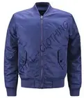 New Varsity Letterman Starter Bomber Style All Solid Navy Satin Jacket @XS-7XL