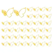 50 Pcs Alloy Butterfly Charm Open Back Bezel Frame, Gold Tone, 1.54" x 1.5"