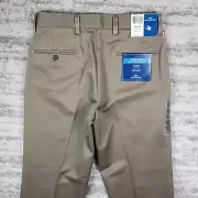 Dockers Dress Pants Mens 30x32 Classic Straight Flat Front Brown Tan Khaki