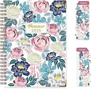 2025 Planner A5 Weekly and Monthly Planner Spiral Bound Daily Planner January 2025-December 2025 Hardcover 2025 Calendar Planner Book with Tabs Perfect for Office Home School Supplies (Rose)