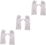 [WOFASHPURET] 3pcs Fingerless Gloves for Women Touch Screen Gloves Cycling Climbing Hiking Lace Design Grey Random Style