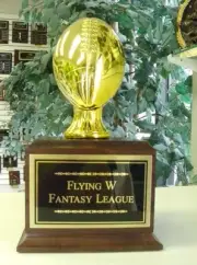 FANTASY FOOTBALL PERPETUAL TROPHY 16 YEARS GOLD RESIN CHROMED FOOTBALL J*SBR202*