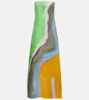 [Christopher Esber] Christopher Esber Printed silk satin maxi dress AU 8 multicoloured