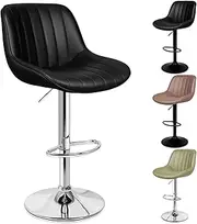 [ALFORDSON] 2X Bar Stool Gas Lift, Adjustable Kitchen Barstools, Swivel Leather Counter Dining Chairs in 70-90cm Seat Height, Home Bar Dining Room Furniture, Wendy Black