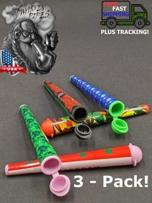 3 Pack - Tobacco Plastic Tube Storage Container for Pre Rolled Papers