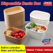 Kraft Paper Salad Bowls Lunch Box Take Away Food Containers Meal Bowl / Lid AU
