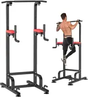 Compact Pull Up Bar & Dip Station with 9 Height Adjustments - Home Gym Essential