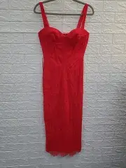 New Bardot Yvette Mid Lace Dress Fire Red Size Small (4)