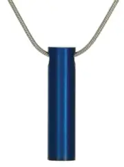 Stainless Steel Blue Cylinder and Chain Funeral Cremation Urn for Ashes