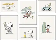 Set of 6 Decorative Wall Pictures for Modern Living Room Bedroom Room No Frame Children Drawings Plush Snoopy (3 x A3 (41 x 29.7 cm), 3 x A4 (29.7 x 21 cm))