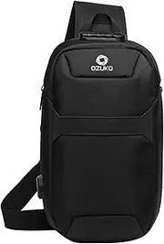 Diewu Portable Fashion Large Multi-Function Man Chest Bag Waterproof -Theft USB Port Chest Pa with Lo