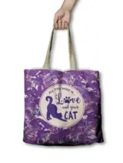 All You need Is Love & Your Cat on the run Reusable Grocery Bag Lisa Pollock