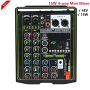 15W Mini Mixer 4-way Karaoke Mixer Bluetooth Sound Card Equalizer Type-C USB