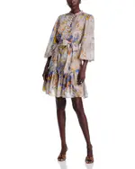 Kobi Halperin Hilary Floral Pintuck Flounce Mini Dress