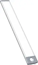 LED Under Cabinet Light, Motion Sensor Lights Indoor Rechargeable 30cm 54LED Closet Lighting, Wireless Night Light for Cabinet, Drawer, Wardrobe, Kitchen (Silver-White)