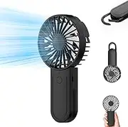 KIMTAR Mini Handheld Fan, Portable Hand Fan With Telescopic Hook USB Rechargeable Battery, Small Pocket Fan with 3 Speeds for Women Men Children Indoor Outdoor Travel Black
