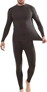 [Generic] Men'S Thermal Underwear Set Long Sleeves Warm Tops Long Johns Set Base Layer Fleece Lined Pant For Winter Weather