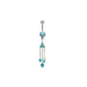 Dangling Stone Belly Button Barbell Ring Navel Jewelry 14G