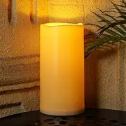 [Homemory] 6" x 12" Extra Large Outdoor Waterproof Candle with Auto 6-Hour Timer, Big Flameless Candle, Extra Wide and Tall Pillar Candle Battery Operated, Ivory Plastic Made, Long Last for Half A Year