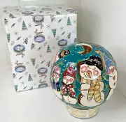 Blue Sky Clayworks Christmas Snowmen Gazing Ball Luminary Blue NEW CL20120 READ