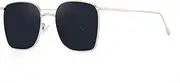 [HMKING] Retro Metal Square Frame Polarized Sunglasses for Mens Womens Retro Mirrored Lens Sun glasses for Driving Fishing, Sliver-gray